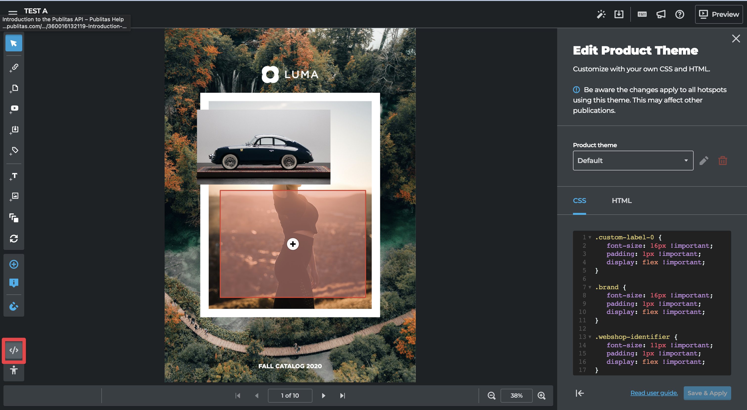 Using Code Editor for custom Product Themes